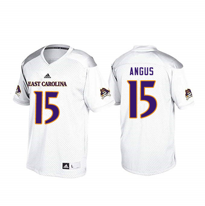 Men #15 Alex Angus ECU Pirates College Football Jerseys Sale-White